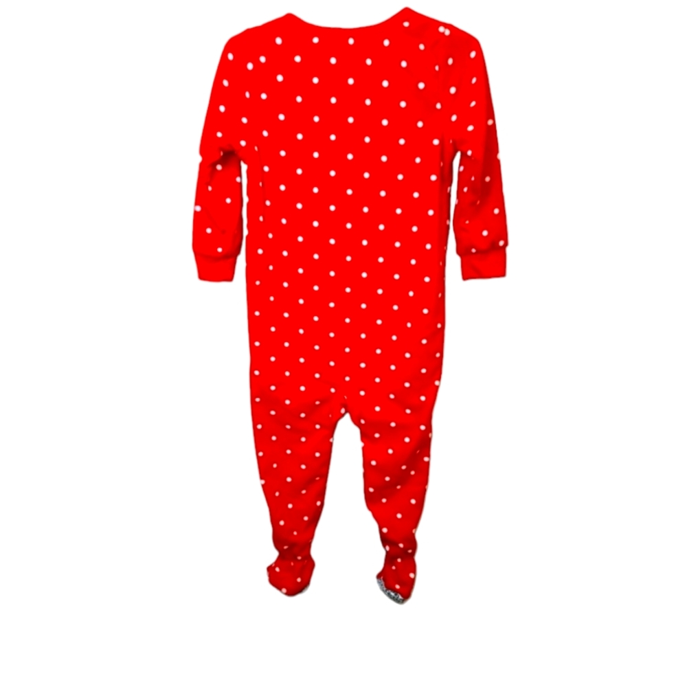 Carters Christmas Holiday Reindeer Red and White Girls footed Pajamas PJ… - Picture 5 of 5